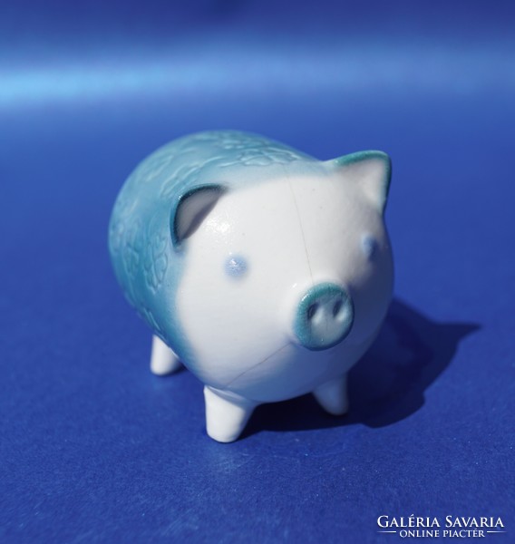 Defective aquincum aquazur painted lucky pig piglet porcelain figure