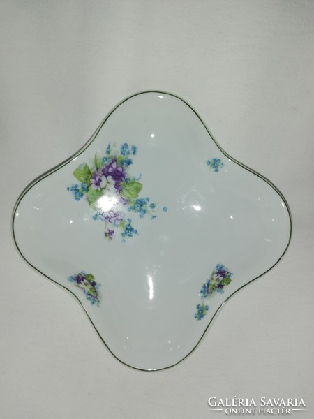 Schlaggenwald rectangular cake plate with violet pattern