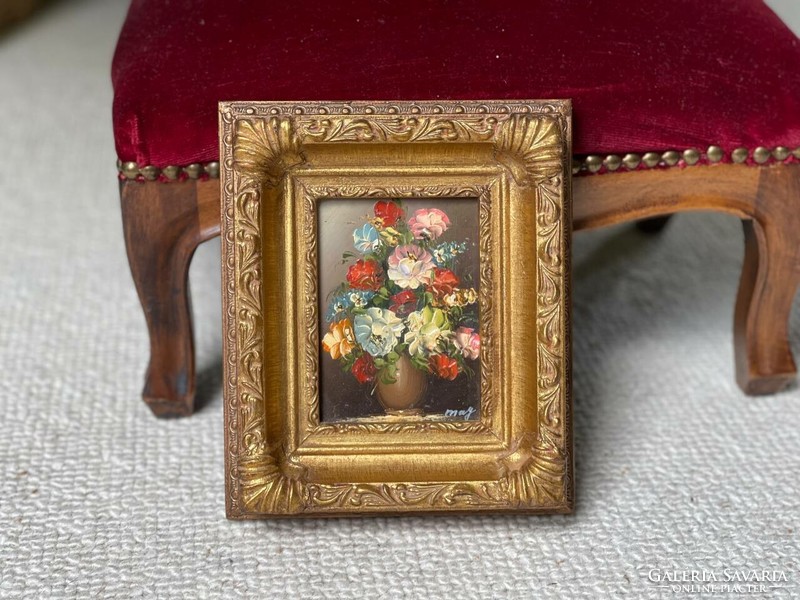 Flower still life miniature oil painting