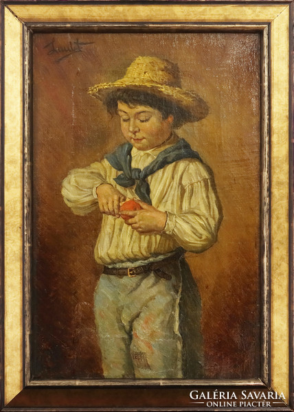 Unknown painter - boy peeling an orange