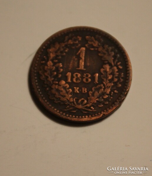 1881 1 Krajcár (kreuzer) xf copper coin