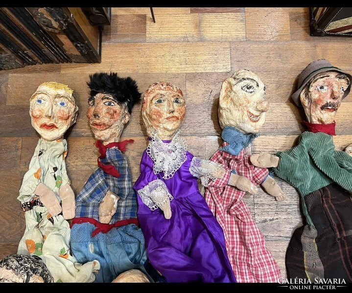 Puppet figures, xx. Beginning of the century, 8 pieces + 3 heads, 60 cm.