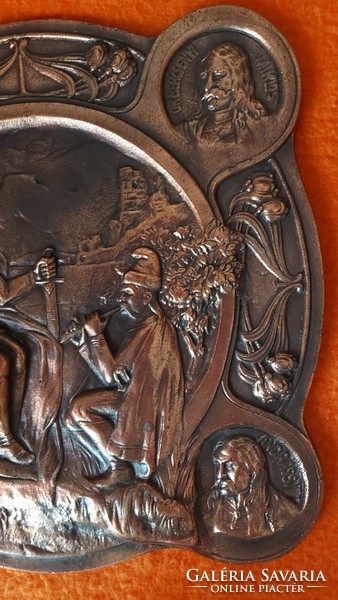 LEÁRAZTAM! Kallós Ede II. Rákóczi Ferencz, bronzírozott relief emlék plakett