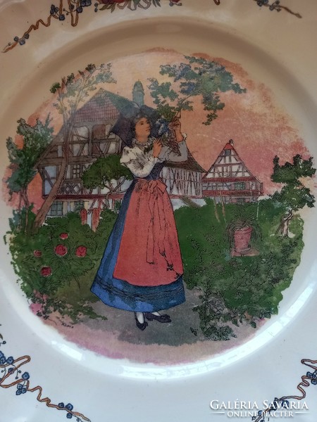Sarreguemines Obernai huge 35cm antique serving center cake bowl