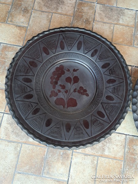 Retro ritka nagyméretű Agyagipar Karcag fekete falitányér tányér tányér Gyűjtői Karcagi  nosztalgia