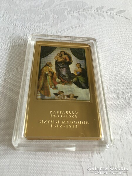 Raffaello's Sixtus Madonna on a gold-plated bar, coin