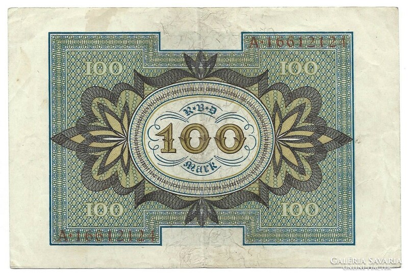 100 márka 1920 8 jegyű sorszám Németország 2.