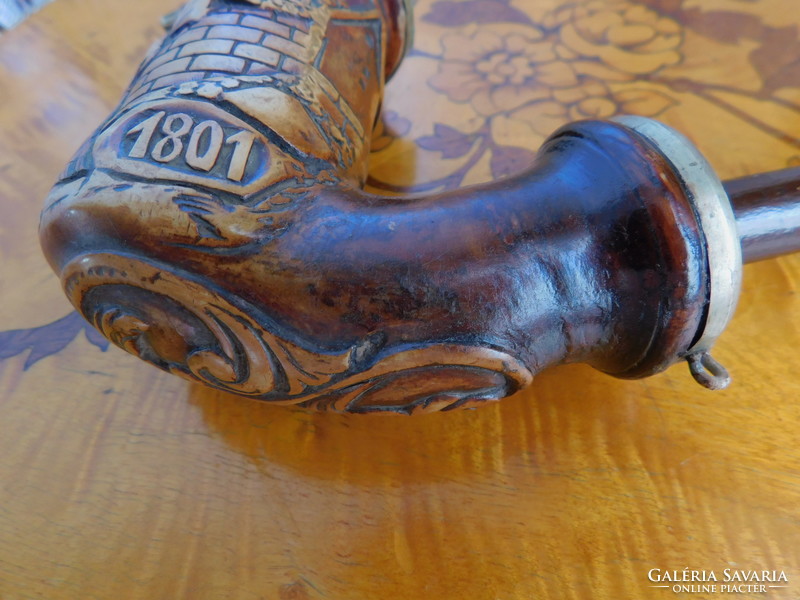 Antique carved pipe, completely intact, flawless, year 1801