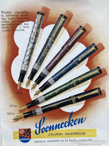 Soennecken antik töltőtoll reklám-prospektus az 1930-as évekből