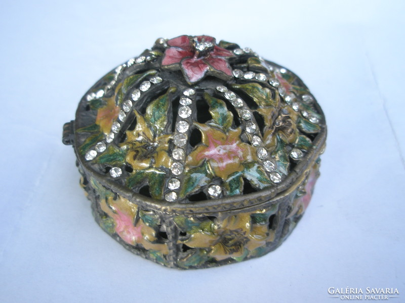 Decorative enamel-rhinestone gift box, jewelry holder, box