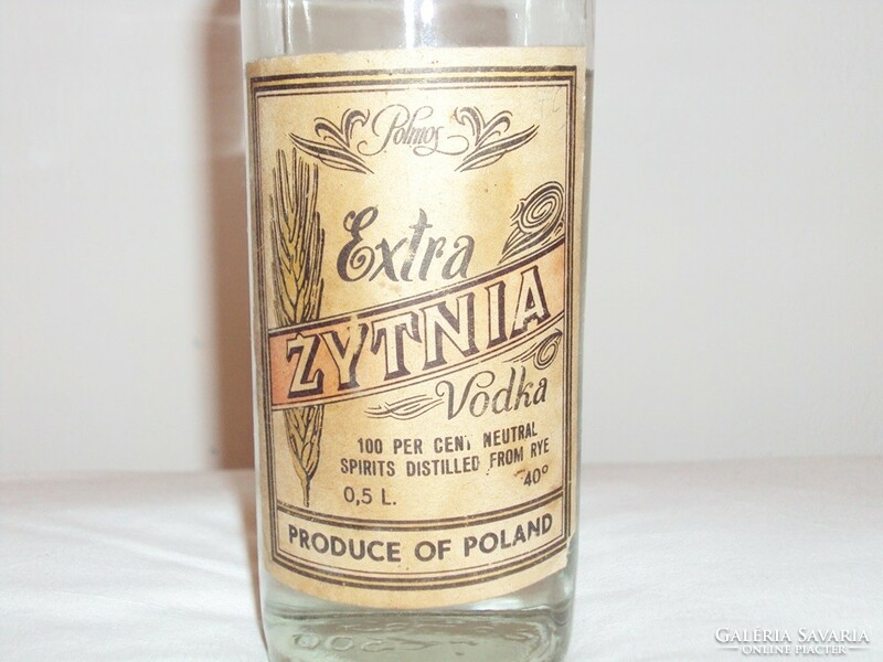 Retro üveg palack - Lengyel vodka, Polmos extra Zytnia bontatlan, ritkaság Poland