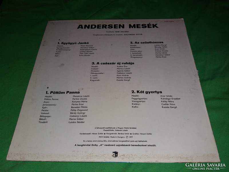 Régi mese hanglemez ANDERSEN MESÉI bakelit LP nagylemez szép állapotban a képek szerint