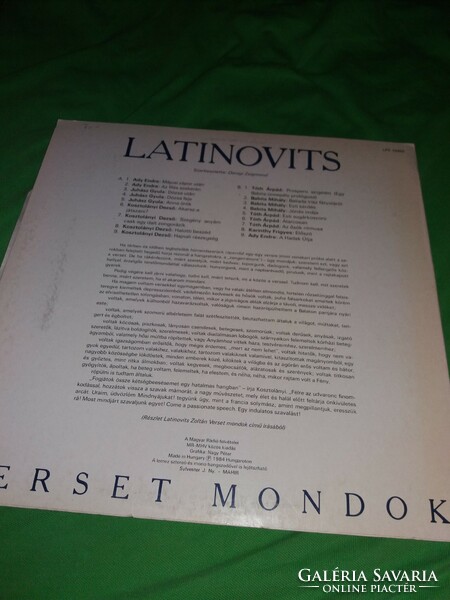 Zoltán old Latin songs 1984. Poems vinyl LP LP in good condition according to the pictures