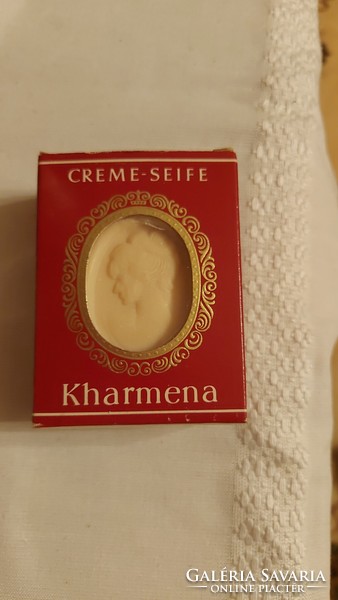 Retro soap, old embossed Kharmen cream soap in original decorative box for collection