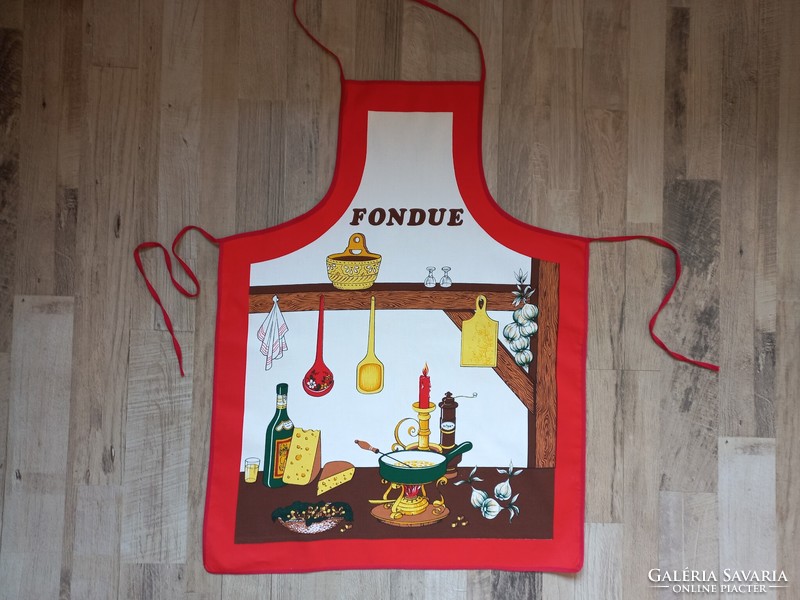 Cotton apron with fondue lettering