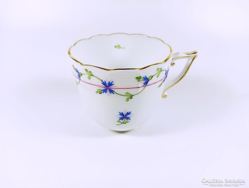 Herend, blue blue garlang pbg pattern coffee cup and saucer, hand painted porcelain, flawless (h127)