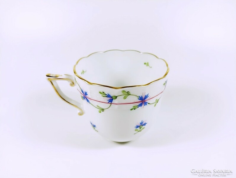 Herend, blue blue garlang pbg pattern coffee cup and saucer, hand painted porcelain, flawless (h127)