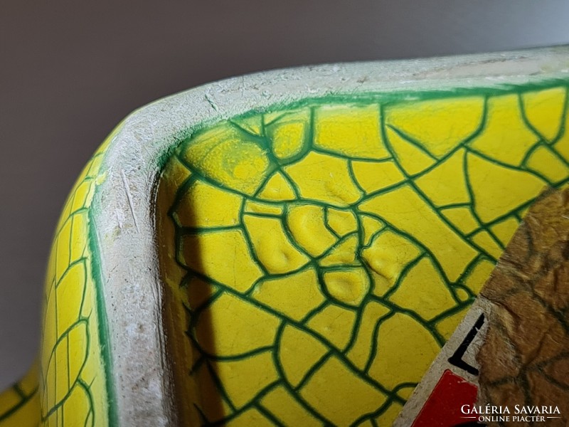 Yellow glazed ceramic ashtray marked 