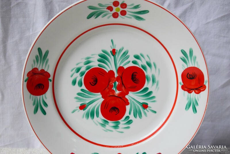 Hollóházi kézzel festett népi porceln tányér , dísztányér 24 x 3 cm