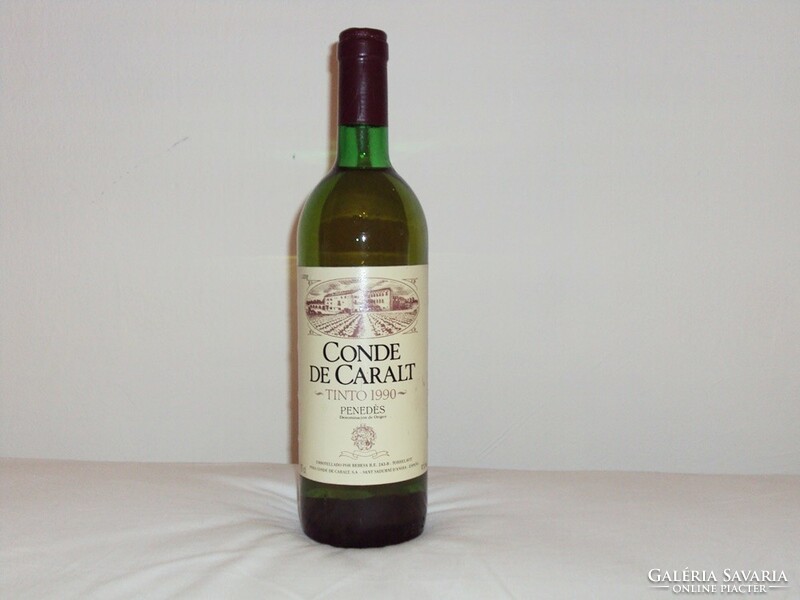Old wine glass bottle from Spain 1990 - conde de caract tinto mold