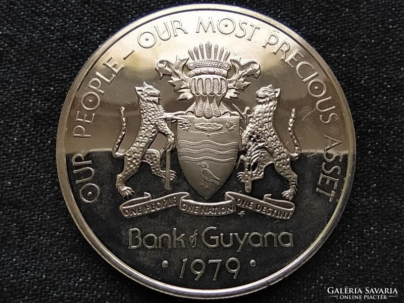 Guyana A függetlenség 10. évfordulója .500 ezüst 5 dollár 1979 FM PP CSAK 2665 DB! (id61472)