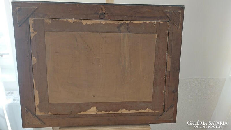 (K) Alexander Schultz litográfia (?) gyönyörű antik keretben  85x65 cm kerettel.