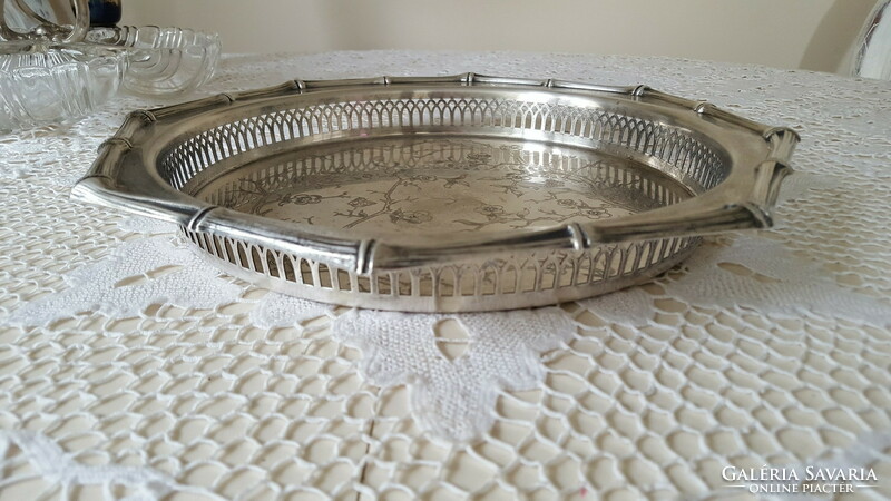 Vintage, silver-plated octagonal serving tray