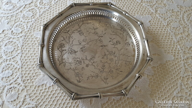 Vintage, silver-plated octagonal serving tray