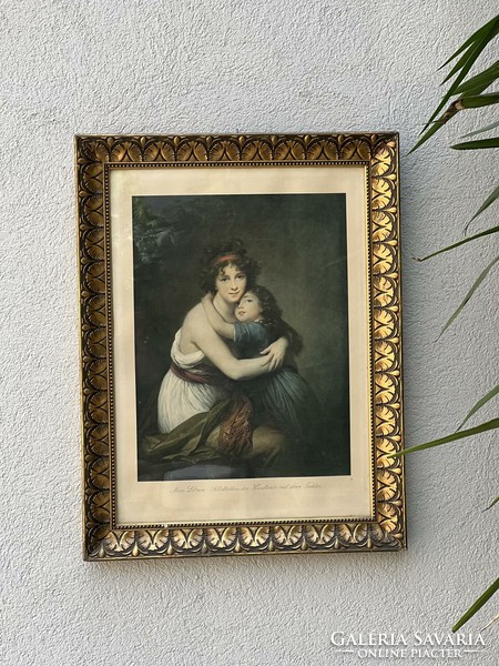 Élisabeth Vigée Le Brun: Önarckép lányával, Julie-val színes litográfia
