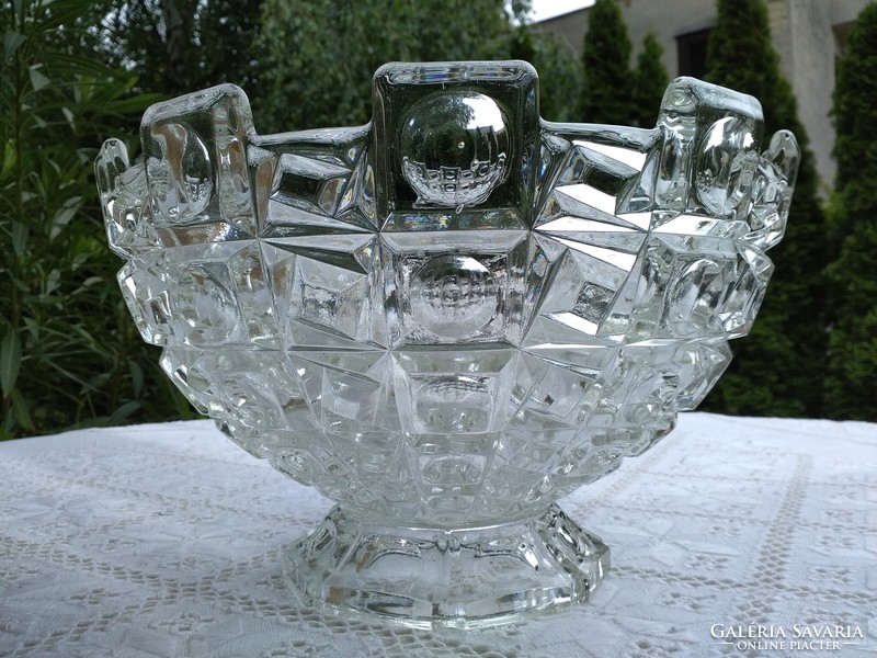 Art deco pressed crystal bowl libochovice from the 1930s!