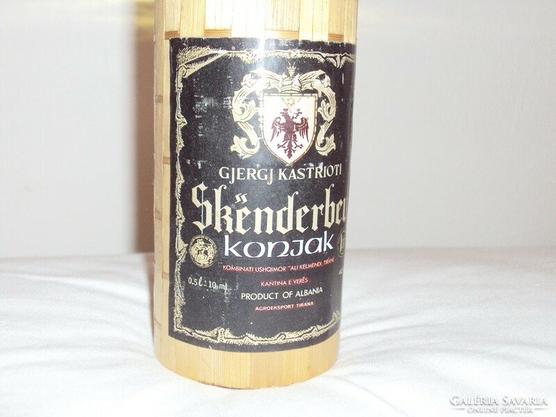 Retro Glass Bottle - Albanian Cognac Gjergj Kastrioti Skenderbeu Cognac Albania Unopened 1970s