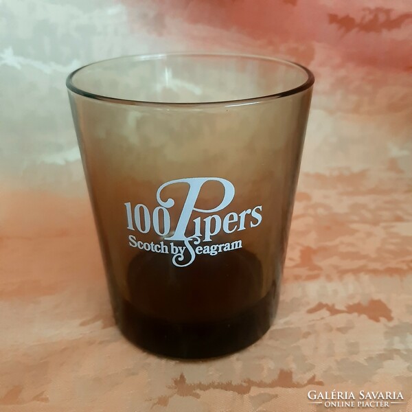 Barna üveg pohár. Skót Whiskys pohár, Scotch by Seagram 100 pipers ( 6 darab)