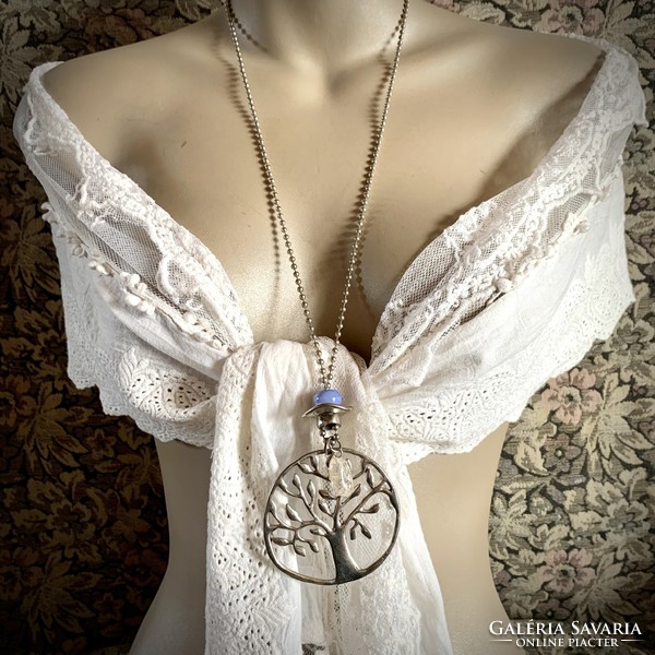 Tree of life necklace, vintage jewelry, unique midcentury chain, hippie tree of life/