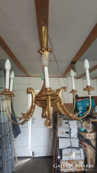 Antique, baroque style, carved chandelier.