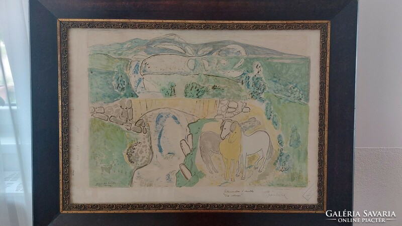 (K) alexander schultz lithograph (?) in a beautiful antique frame with 85x65 cm frame.