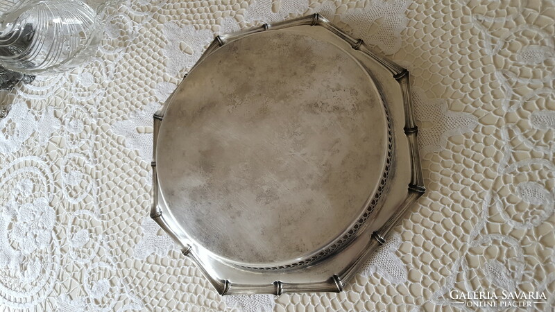 Vintage, silver-plated octagonal serving tray