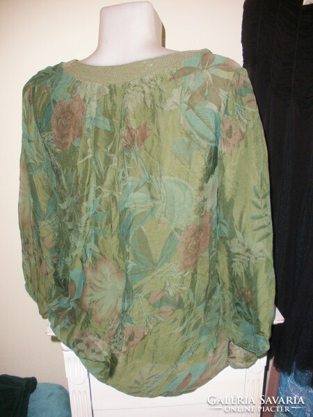 Green silk top