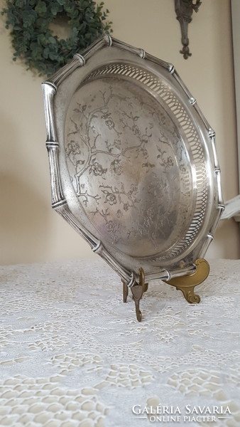 Vintage, silver-plated octagonal serving tray