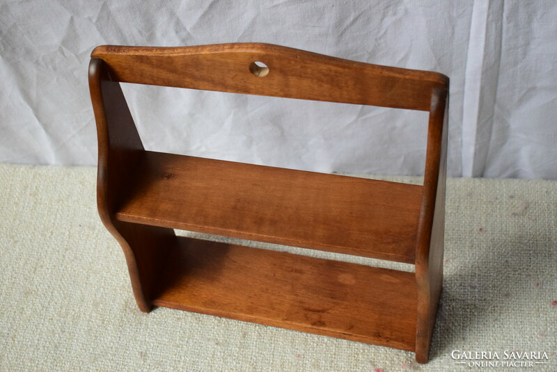 Old small shelf for spices, wall-mounted hard wood 23.5 x 7 x 24.5 cm