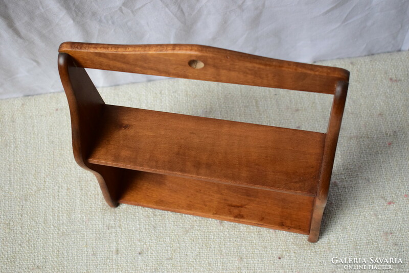 Old small shelf for spices, wall-mounted hard wood 23.5 x 7 x 24.5 cm