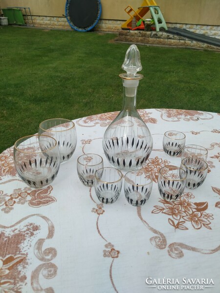 Retro liquor set, drink set + 2 wine glasses for sale!