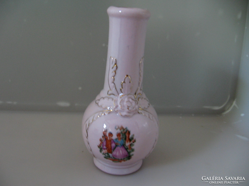 Jelenetes rózsaszín kerámia váza
