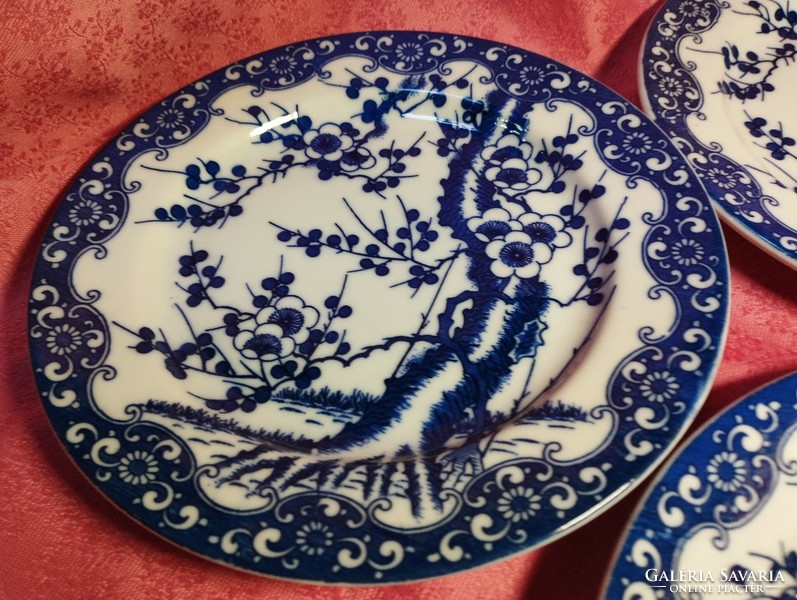 3 db. cseresznyevirág mintázatú keleti porcelán süteményes tányér