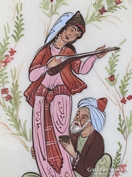 Indian Dancing Girl Musician Man Signed Miniature Painting