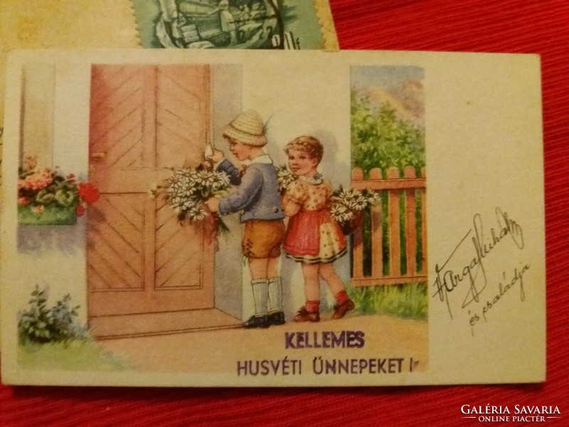 Antique 1950. Mini postcard in an Easter envelope, color drawing, in good condition according to the pictures