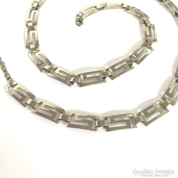 Unique Greek pattern Italian vintage metal necklace from the 1990s, flawless quality vintage jewelry
