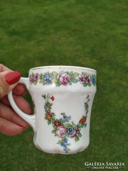 Antik porcelán, virágos, kézzel festett csésze, pohár  eladó!