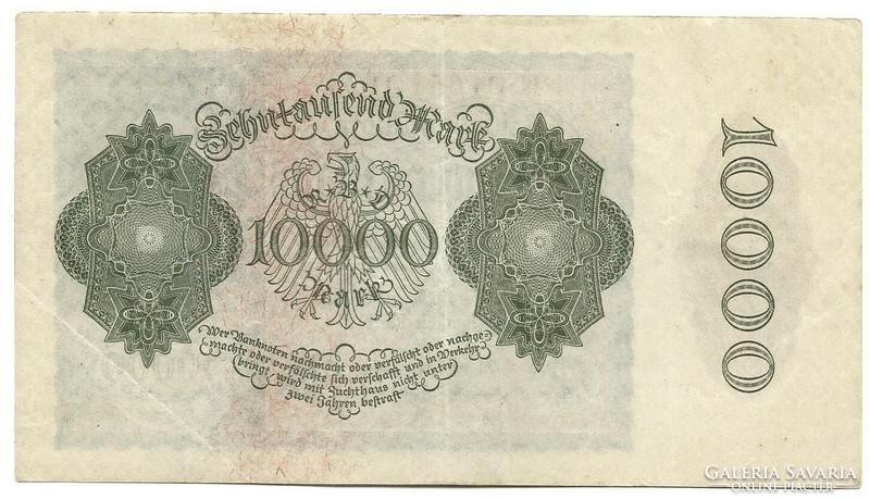 10000 Mark 1922 small size imperial printing 8-digit serial number Germany 2.