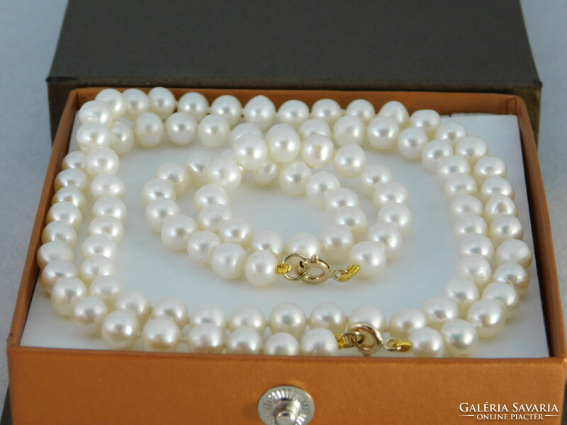 14 K gold pearl necklace and bracelet jewelry set