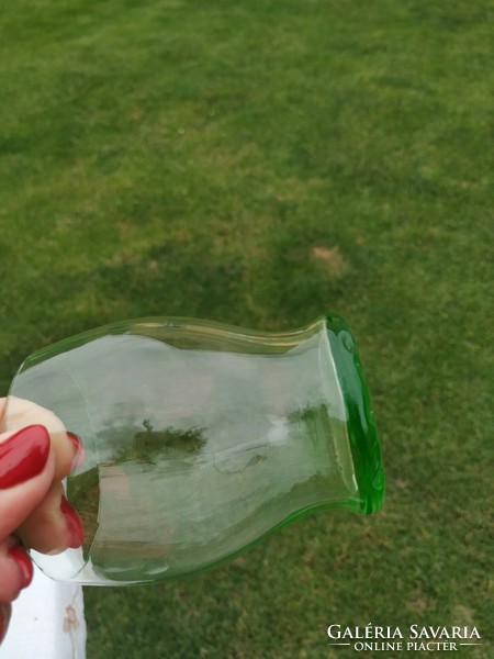 2 antique green glass wine glasses for sale!